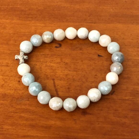 Morgan & Me Designs Beaded Christian Bracelet Handmade Jewelry Silver Cross NIP - Picture 7 of 9